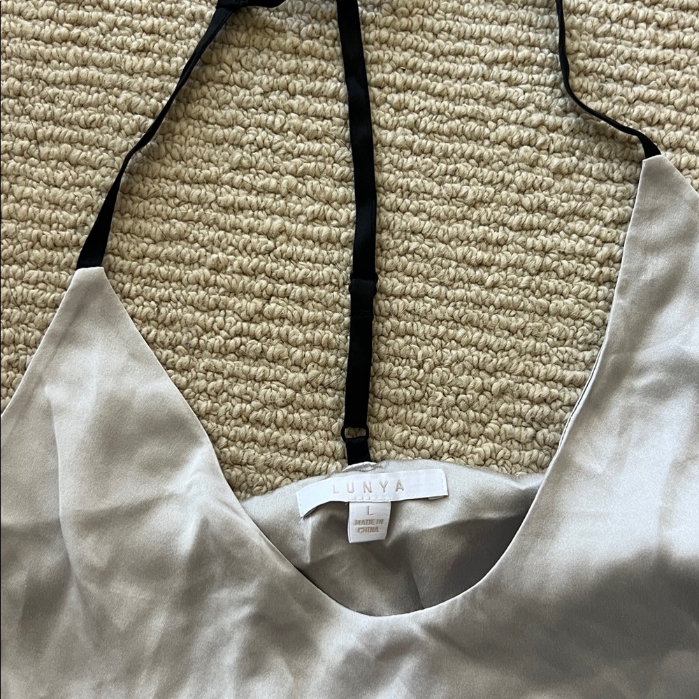 Washable LUNYA SILVER Satin Slip Dress with POCKETS- Large - Picture 5 of 5